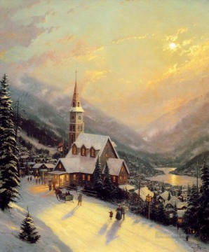 月夜の村TKクリスマス Oil Paintings
